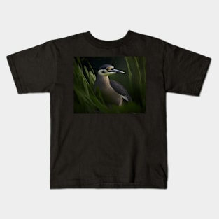 Black crowned Heron Kids T-Shirt